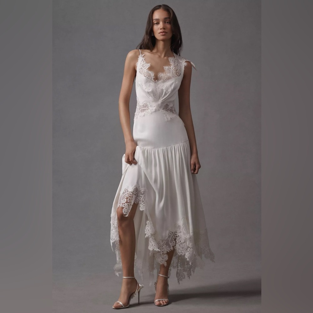 Anthropologie BHLDN Mixed Lace Drop-Waist Midi Dress